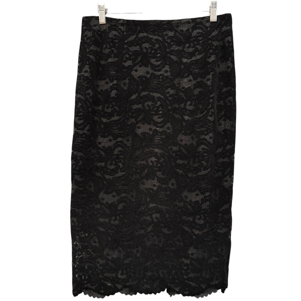 Chico’s Black Lace Pencil Skirt Lined Sheath Size 0 (US 4)